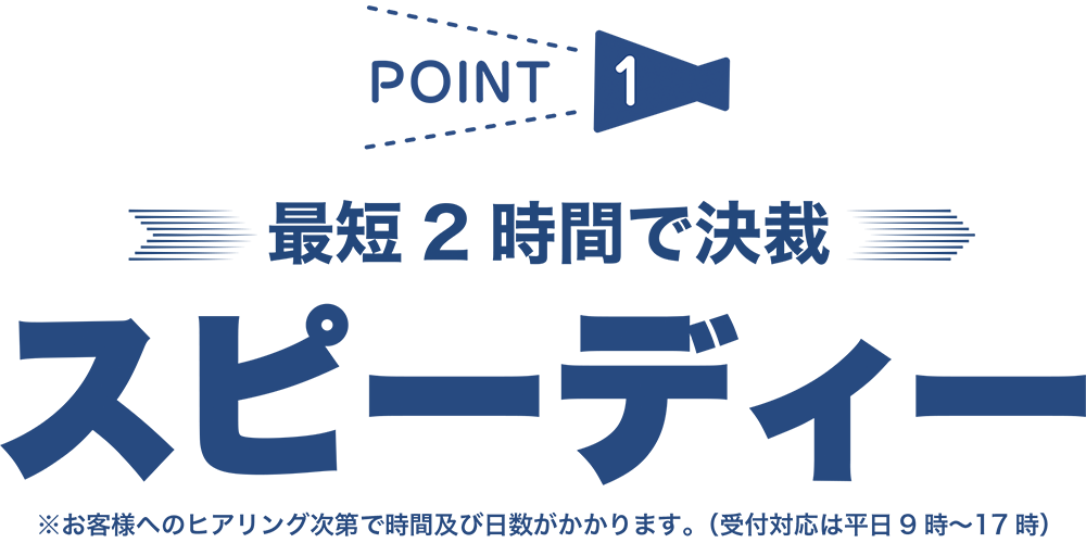 最短2時間で決裁・スピーディー